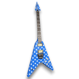 Custom Made Blue Dot V Randy Rhoads Style White Polka Dot Electric Guitar