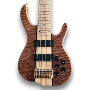 Custom Made Quilted Maple Top Neck Through 6 String Electric Bass Guitar