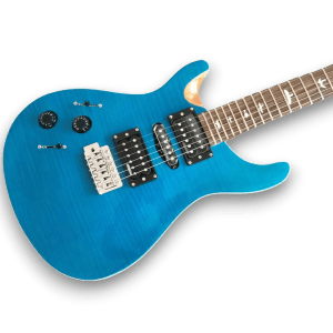 Custom Made Blue Color Flame Maple Top Left Handed Custom SE Style Electric Guitar - Image 2