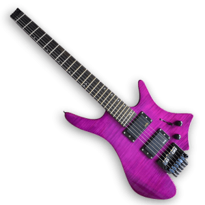 Custom Made Headless Purple Flame Maple Top Style Electric Guitar