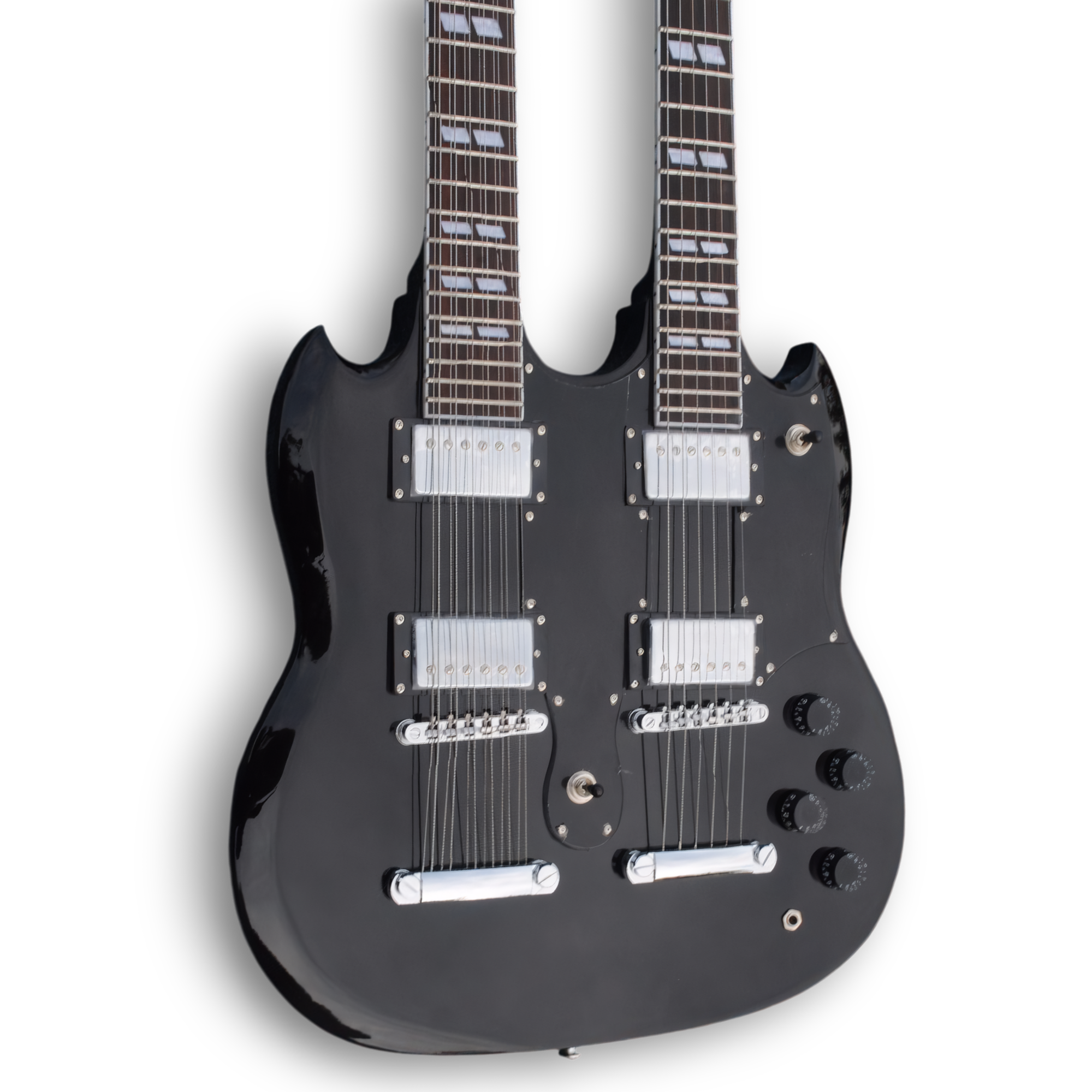 Custom Made Black SG Style 1275 Double Neck Don Felder Electric Guitar 12 & 6 Strings
