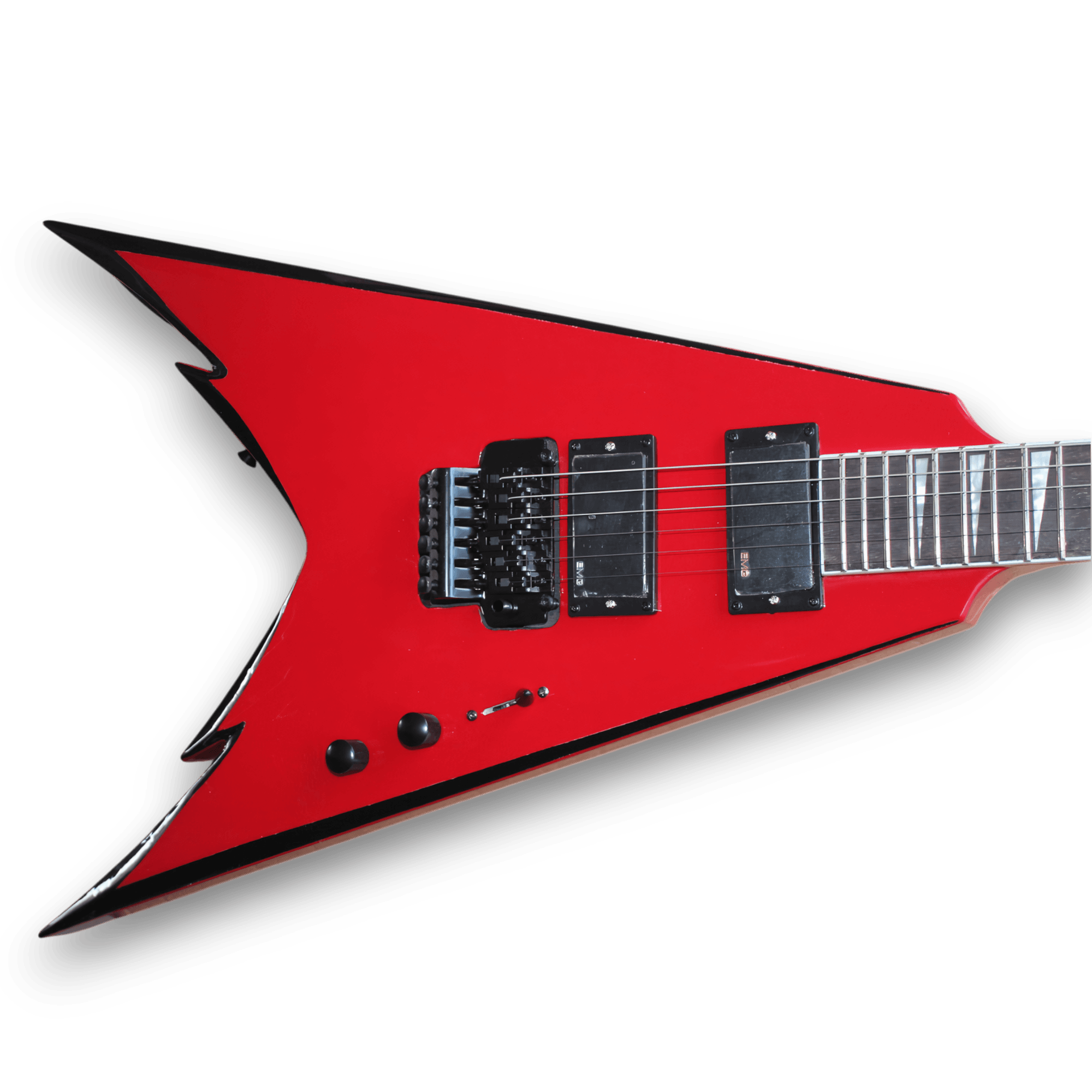 Custom Made King V Style Red With Black Bevels 6 Strings Electric Guitar - Image 2