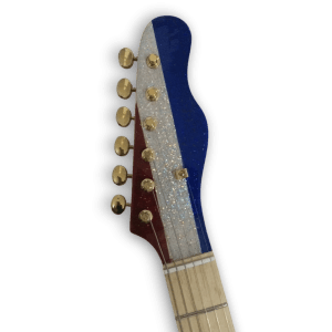 Custom Made Red Silver and Blue Sparkle Buck Owens Tele Style Sparkle 6 Strings Electric Guitar - Image 3