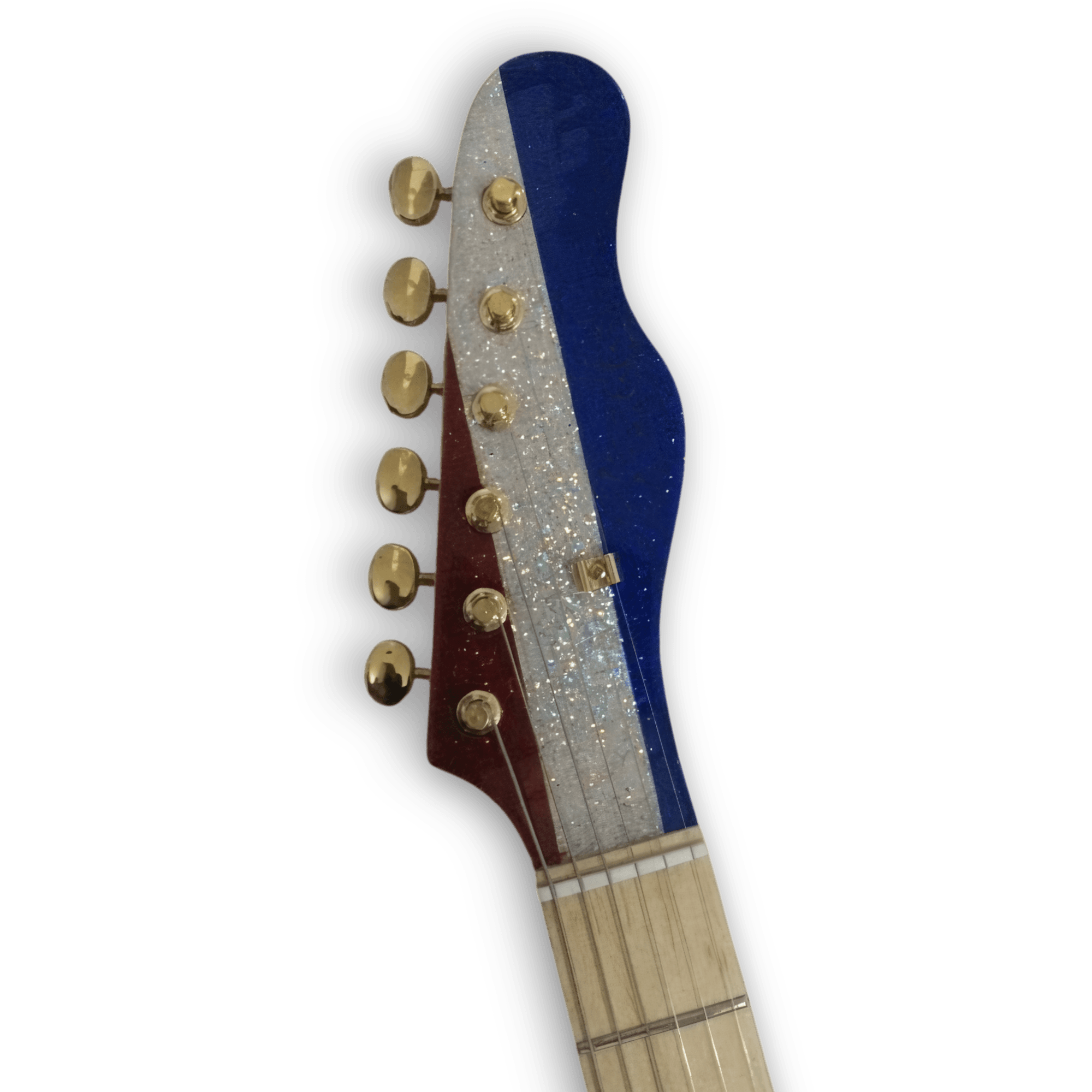 Custom Made Red Silver and Blue Sparkle Buck Owens Tele Style Sparkle 6 Strings Electric Guitar - Image 3
