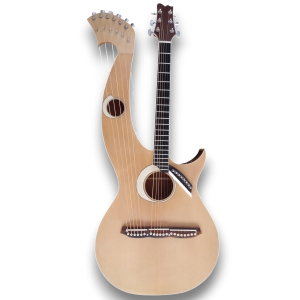 Custom Made Natural Maple Finish Double Neck Harp Eclipse Style Acoustic Guitar