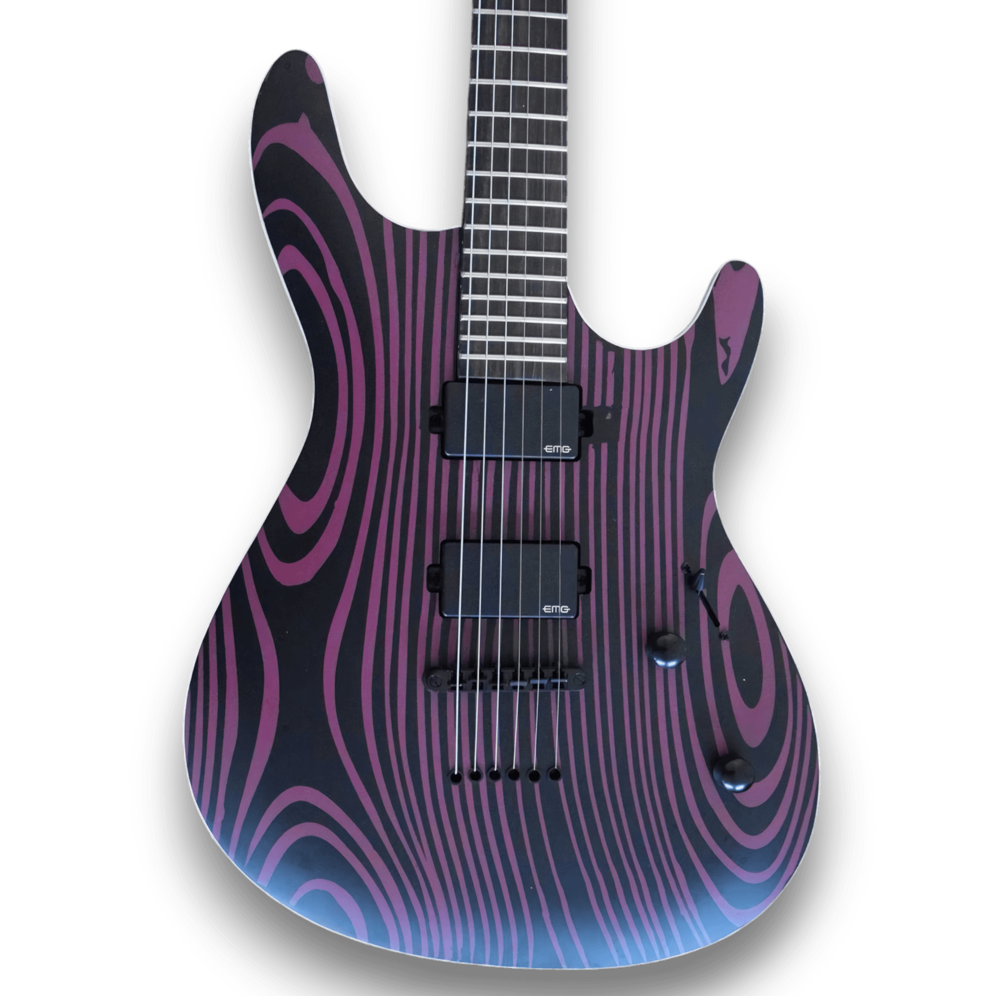Custom Made Gothic Style Black Purple Electric Guitar