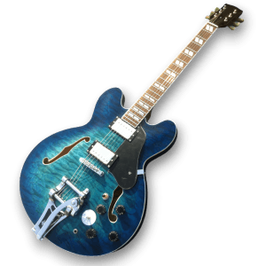 Custom Made Trans Blue Burst Quilted Maple Top Semi-Hollow ES355 Style 6 Strings Electric Guitar - Image 2