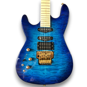 Custom Made Chlorine Blue Burst Left Handed Quilted Maple Top 6 Strings Electric Guitar