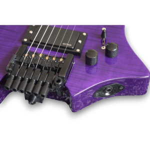 Custom Made Purple Headless Flame Maple Top Jordan Rudess Style Electric Guitar - Image 4