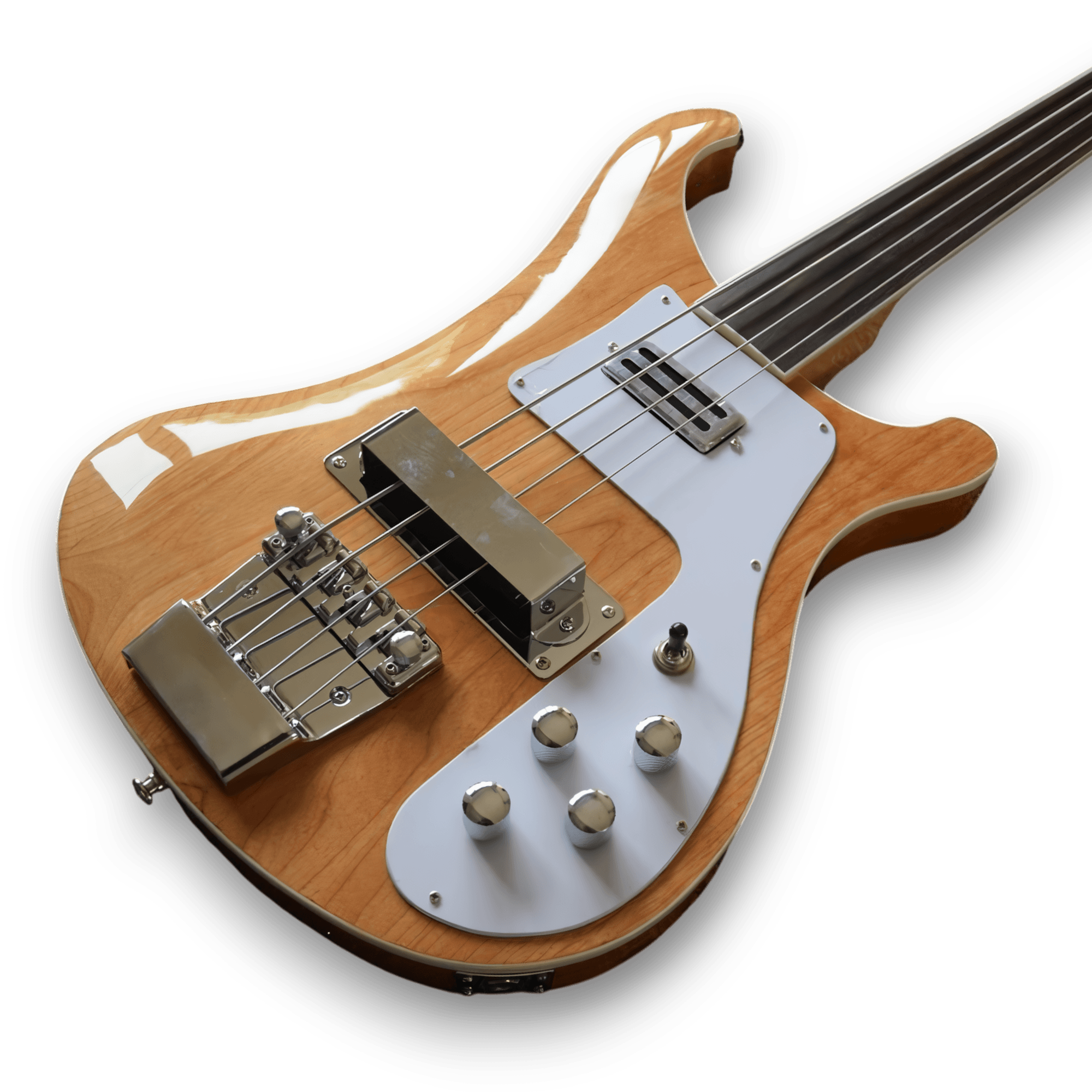 Custom Made Natural Wood Finish Fretless 4003 Style 4 Strings Electric Bass - Image 3