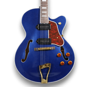 Custom Made Metallic Blue Single Cutaway Hollow Body Style P90 Pickup 6 Strings Electric Guitar