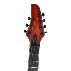 Custom Made Trans Dirty Red Burst Flame Maple Top Regius Style 7 Strings Electric Guitar - Image 3