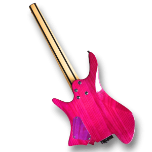 Custom Made Headless Purple Flame Maple Top Style Electric Guitar - Image 2
