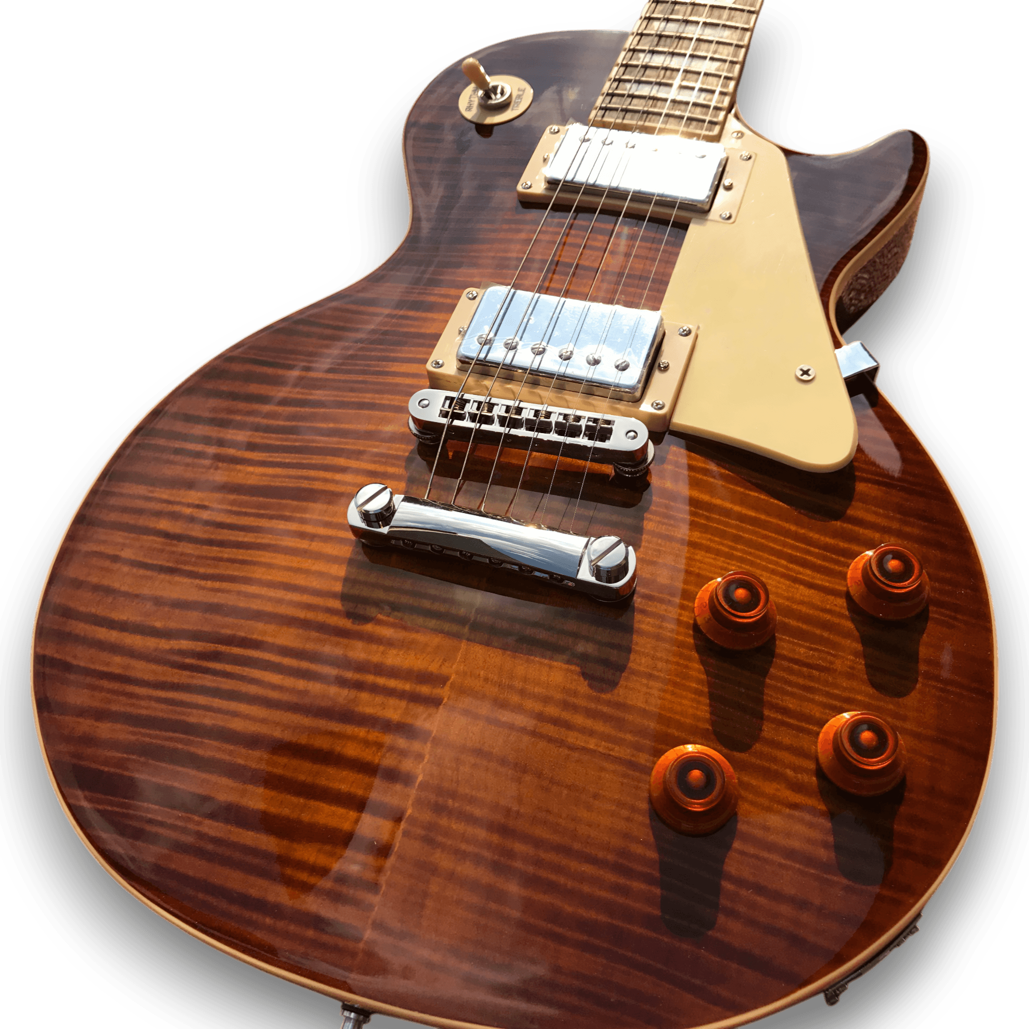 Custom Made Desert Burst Flame Maple Top LP Style 6 Strings Electric Guitar - Image 3
