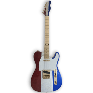 Custom Made Red Silver and Blue Sparkle Buck Owens Tele Style Sparkle 6 Strings Electric Guitar
