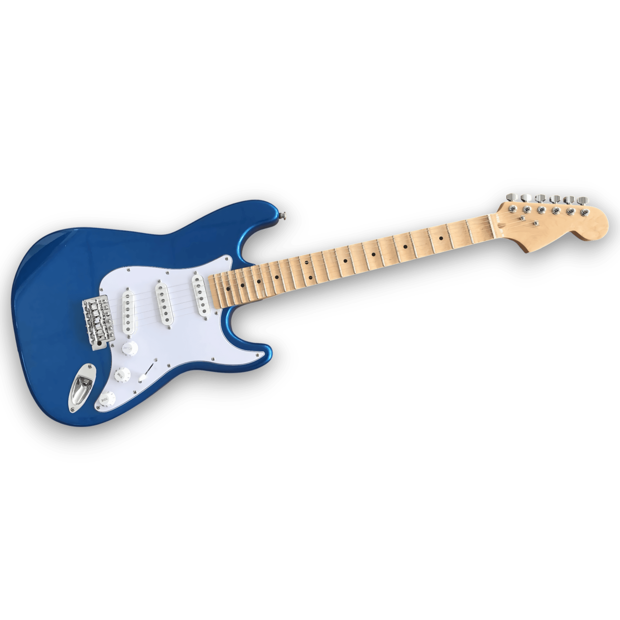 Custom Made Maple Scalloped Fretboard Blue Strat Style 6 Strings Electric Guitar - Image 2