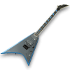 Custom Made Black V Style Blue Inlay Electric Guitar