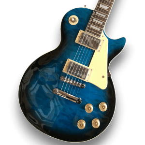 Custom Made LP Style See Thru Blue Quilted Maple Top Electric Guitar