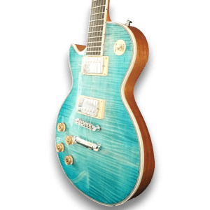 Custom Made Flame Maple Top Left Handed Ocean Water LP Style 6 Strings Electric Guitar - Image 3