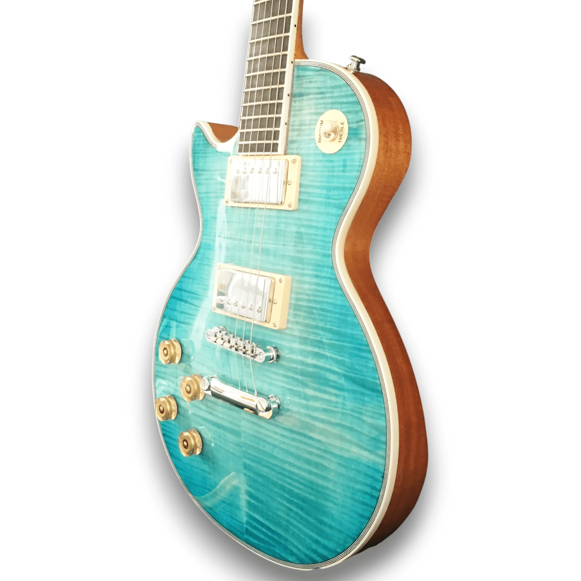 Custom Made Flame Maple Top Left Handed Ocean Water LP Style 6 Strings Electric Guitar - Image 3