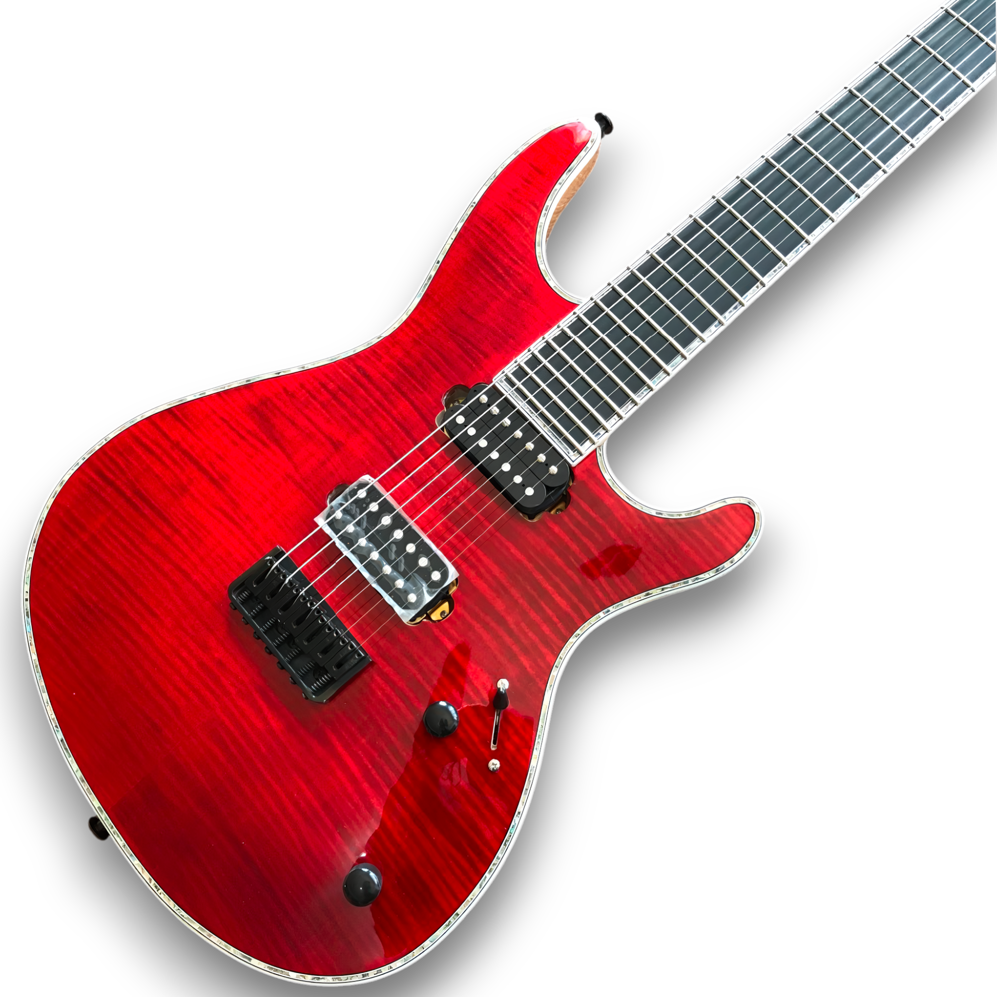 Custom Made Red Flame Maple Top Regius Style 7 Strings Electric Guitar