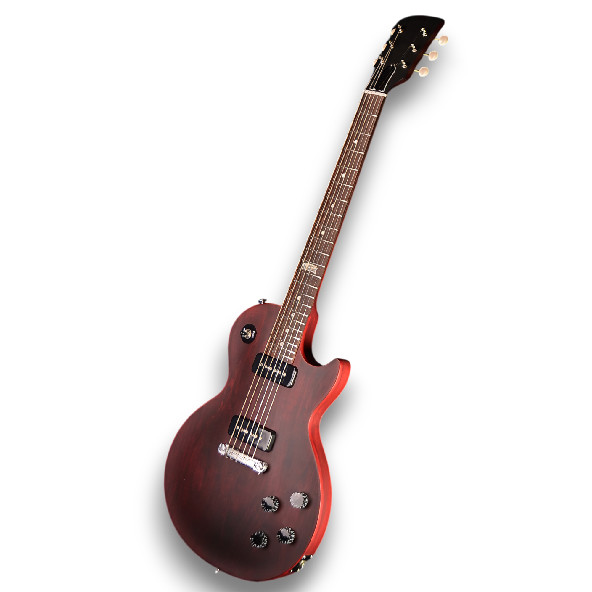 Custom Made 120th Wine Red Satin Melody Maker LP Style 6 Strings Electric Guitar - Image 3