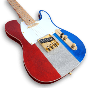 Custom Made Red Silver and Blue Sparkle Tele Style Buck Owens Sparkle 6 Strings Electric Guitar