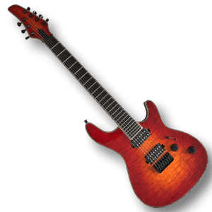 Custom Made Trans Dirty Red Burst Flame Maple Top Regius Style 7 Strings Electric Guitar - Image 2