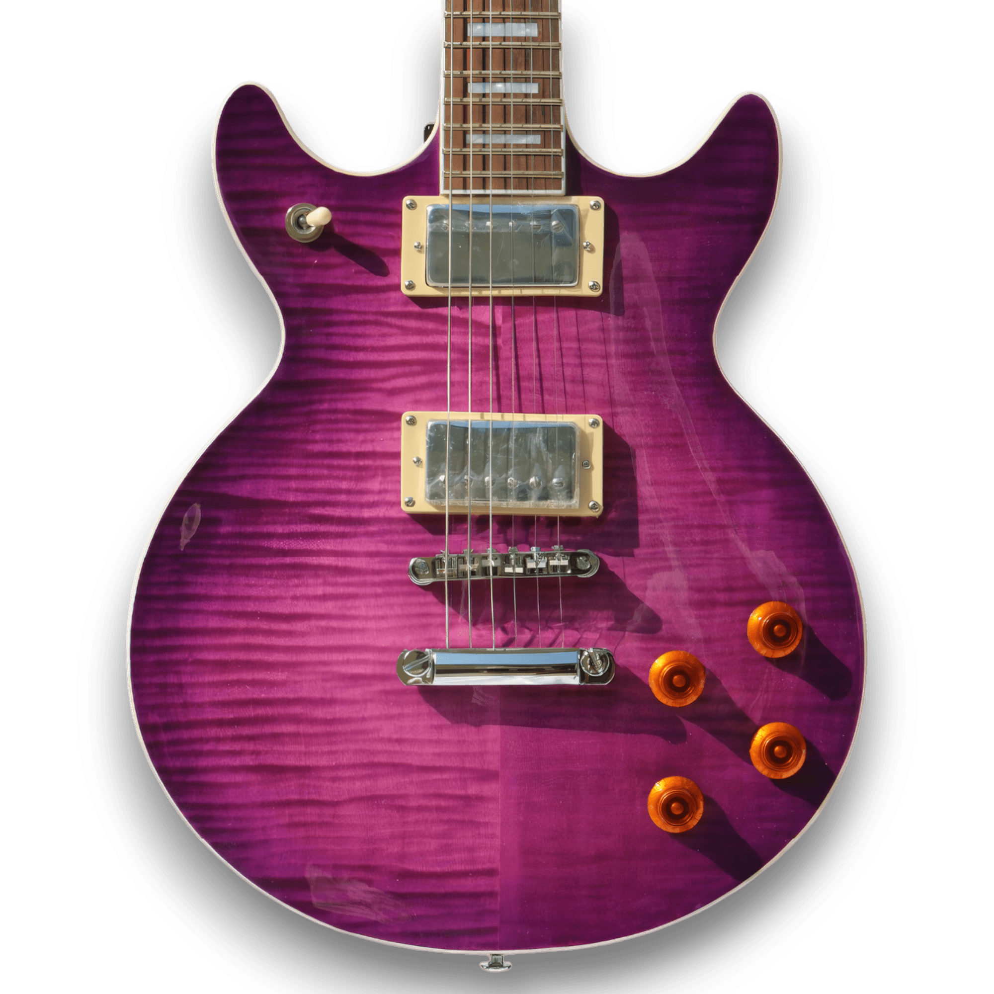 Custom Made Double Cut Style Purple Flame Maple Top 6 Strings Electric Guitar