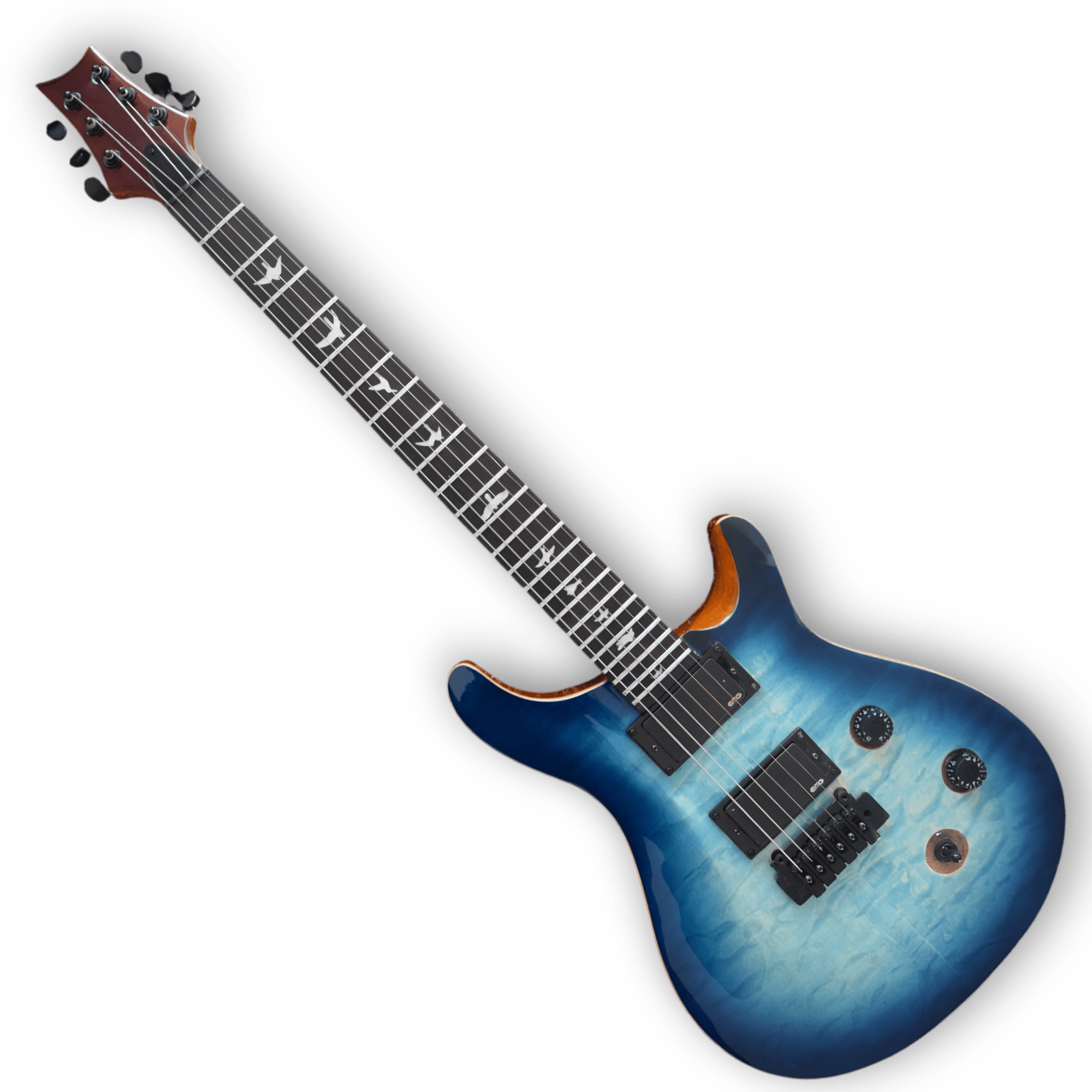 Custom Made Quilted Maple Top Blue Burst 6 Strings Electric Guitar - Image 2