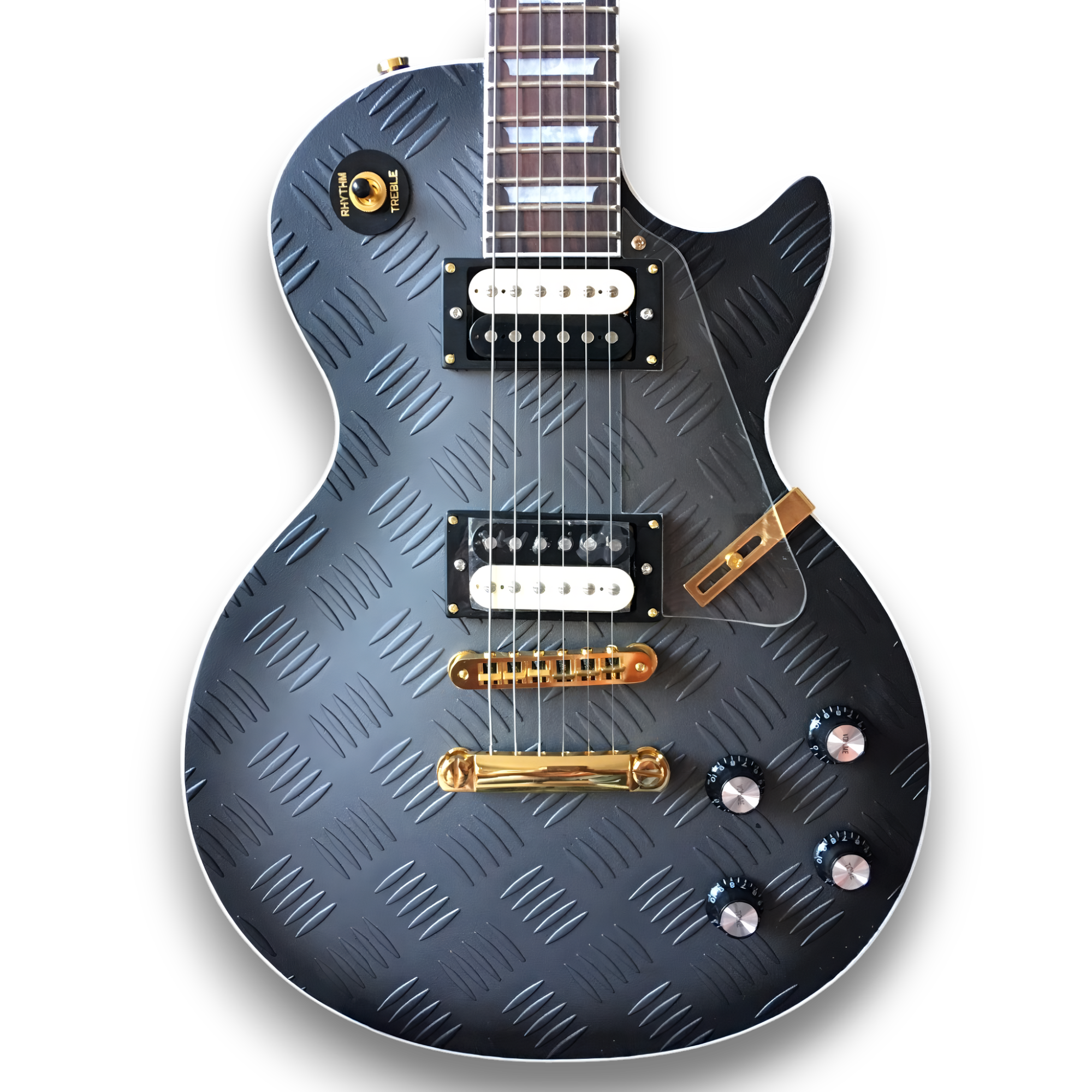 Custom Made LP Style 6 Strings Gray Diamond Plate Electric Guitar