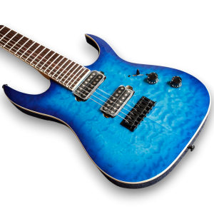 Custom Made Laguna Blue Burst Burst Quilted Maple Top 7 Strings Electric Guitar