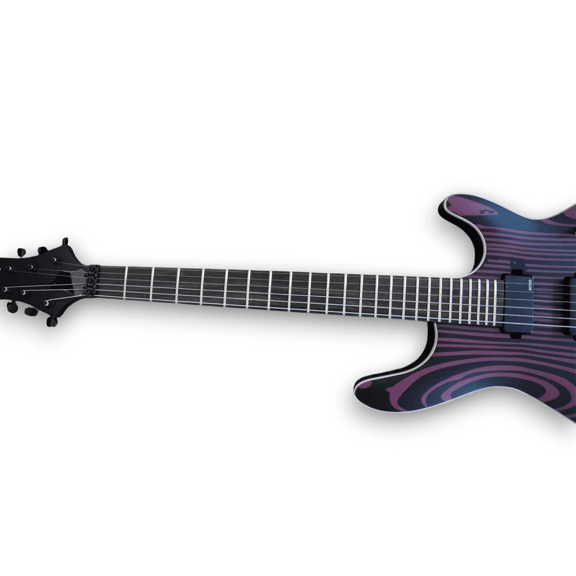 Custom Made Gothic Style Black Purple Electric Guitar - Image 3
