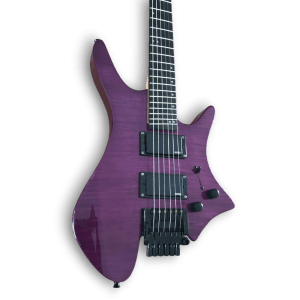 Custom Made Headless Flame Dark Maple Top Purple Style Electric Guitar - Image 2