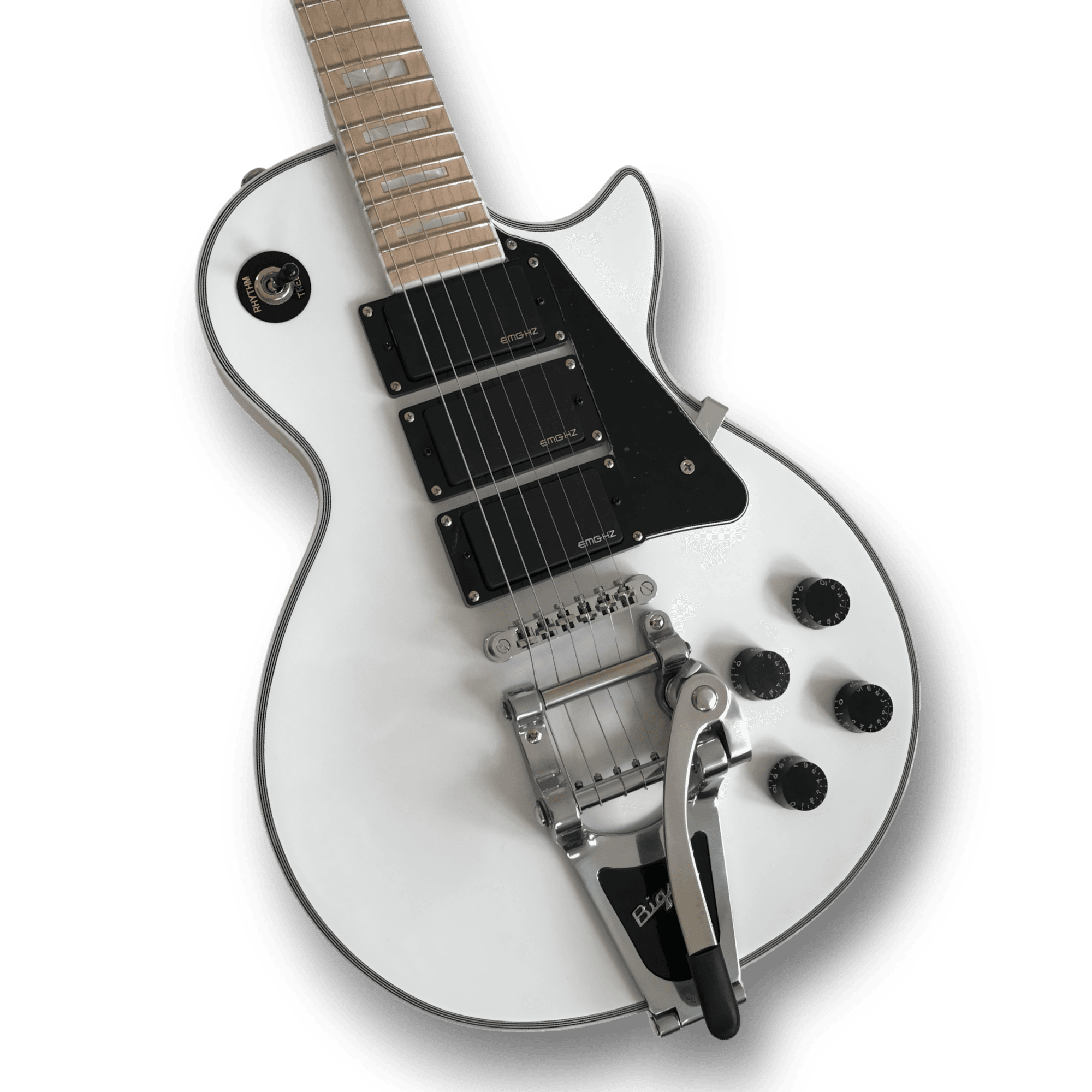 Custom Made Polaris White LP Style with Tremolo 6 Strings Electric Guitar