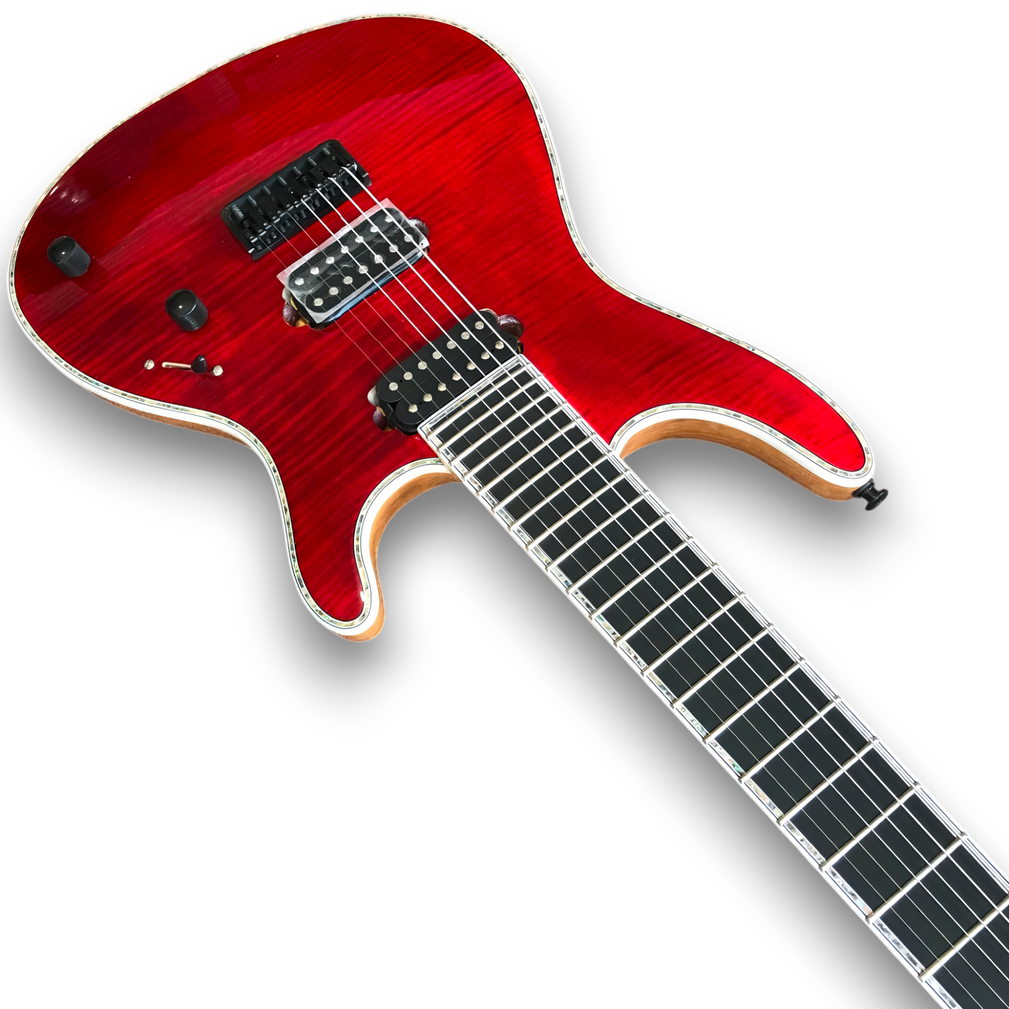 Custom Made Red Flame Maple Top Regius Style 7 Strings Electric Guitar - Image 2
