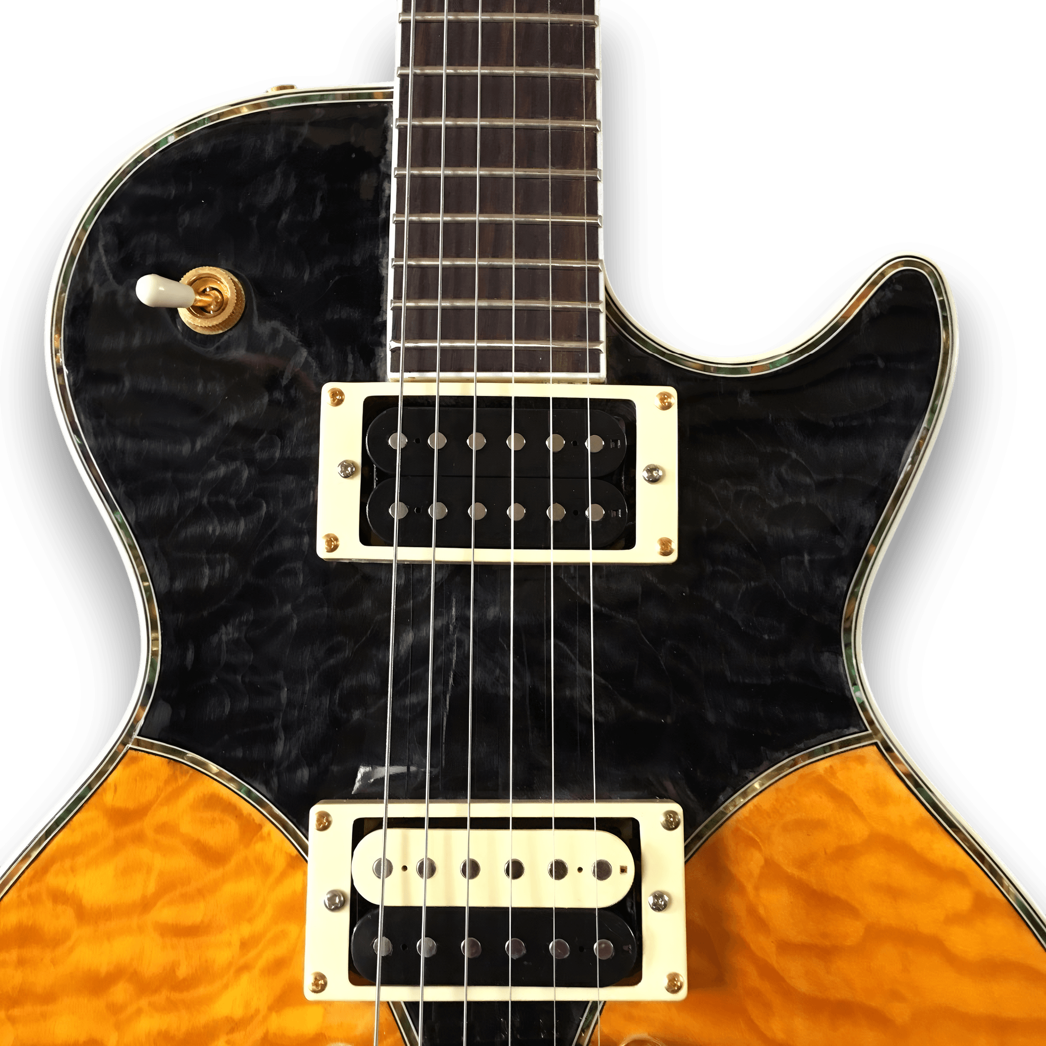 Custom Made Black Yellow Quilted Maple Top LP Style 6 Strings Electric Guitar - Image 2