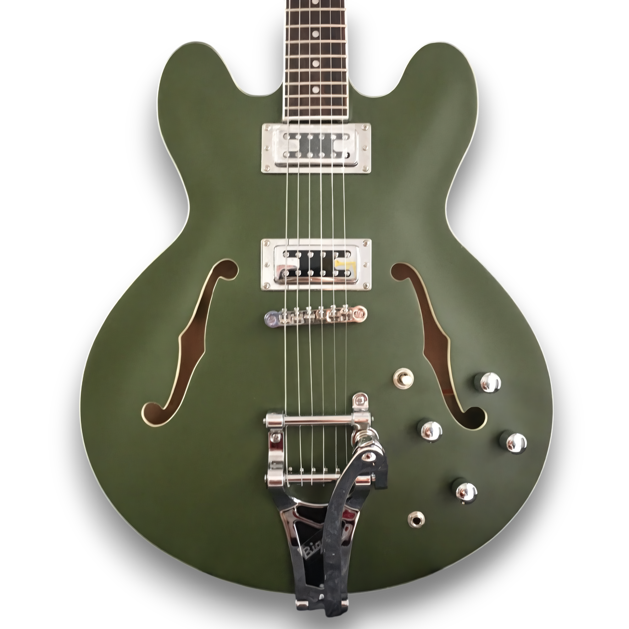 Custom Made 335 Style F-Holes Chris Cornell Satin Olive Drab Green Electric Guitar