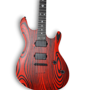 Custom Made Ash Wood Gothic Style Black Red Natural Matt Electric Guitar - Image 2