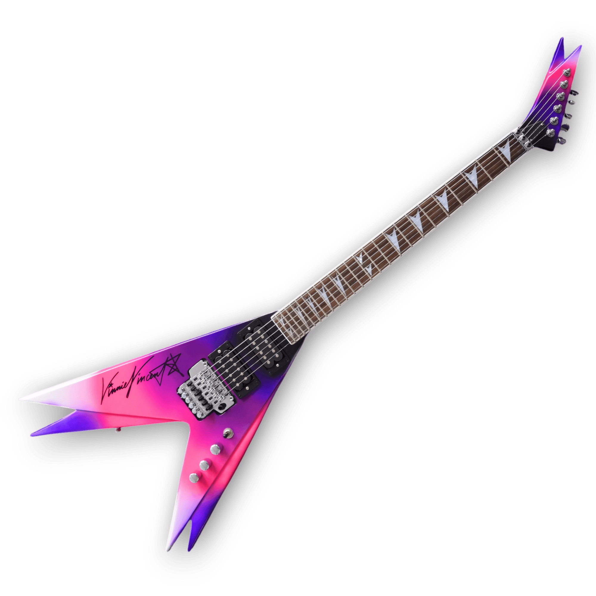 Custom Made Double Flying V Style Purple Vinnie Vincent 6 Strings Electric Guitar