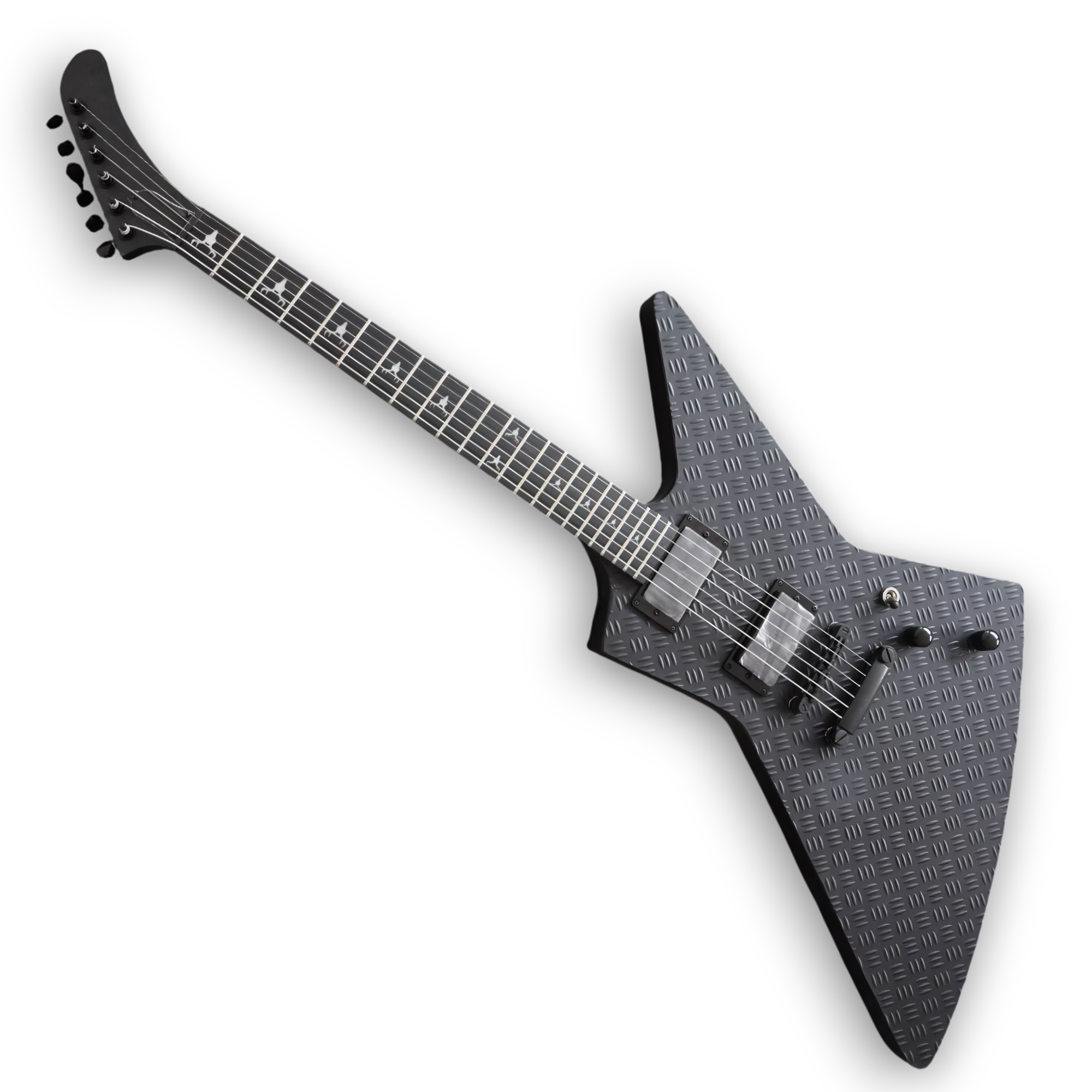 Custom Made Explorer James Hetfield Style Black Diamond Plate Electric Guitar