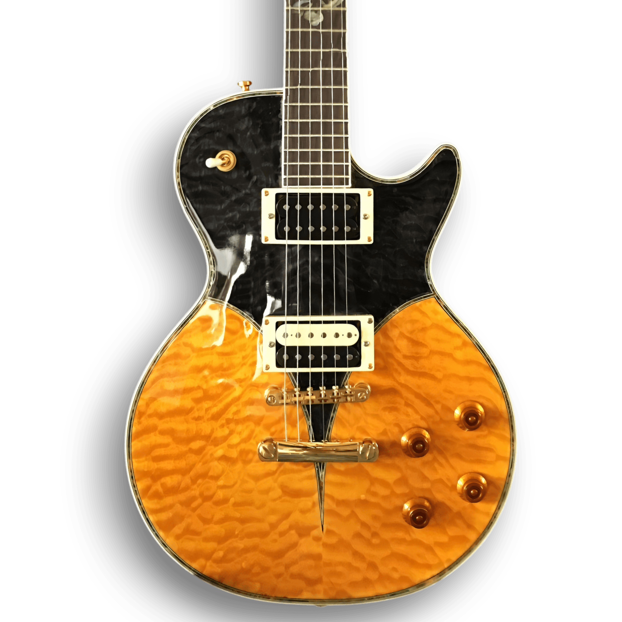 Custom Made Black Yellow Quilted Maple Top LP Style 6 Strings Electric Guitar