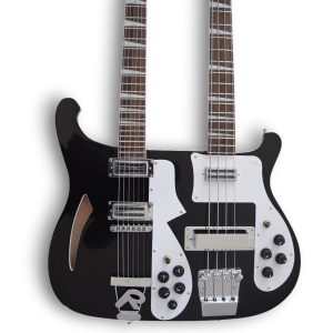 Custom Made 4080 Double Neck Style Black 4 Strings Bass & 6 Strings Electric Guitar