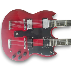 Custom Made Cherry Red SG Style 1275 Double Neck Don Felder Electric Guitar 12 & 6 Strings