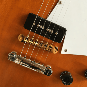Custom Made Natural Wood LP Style P90 Pickup Electric Guitar - Image 2