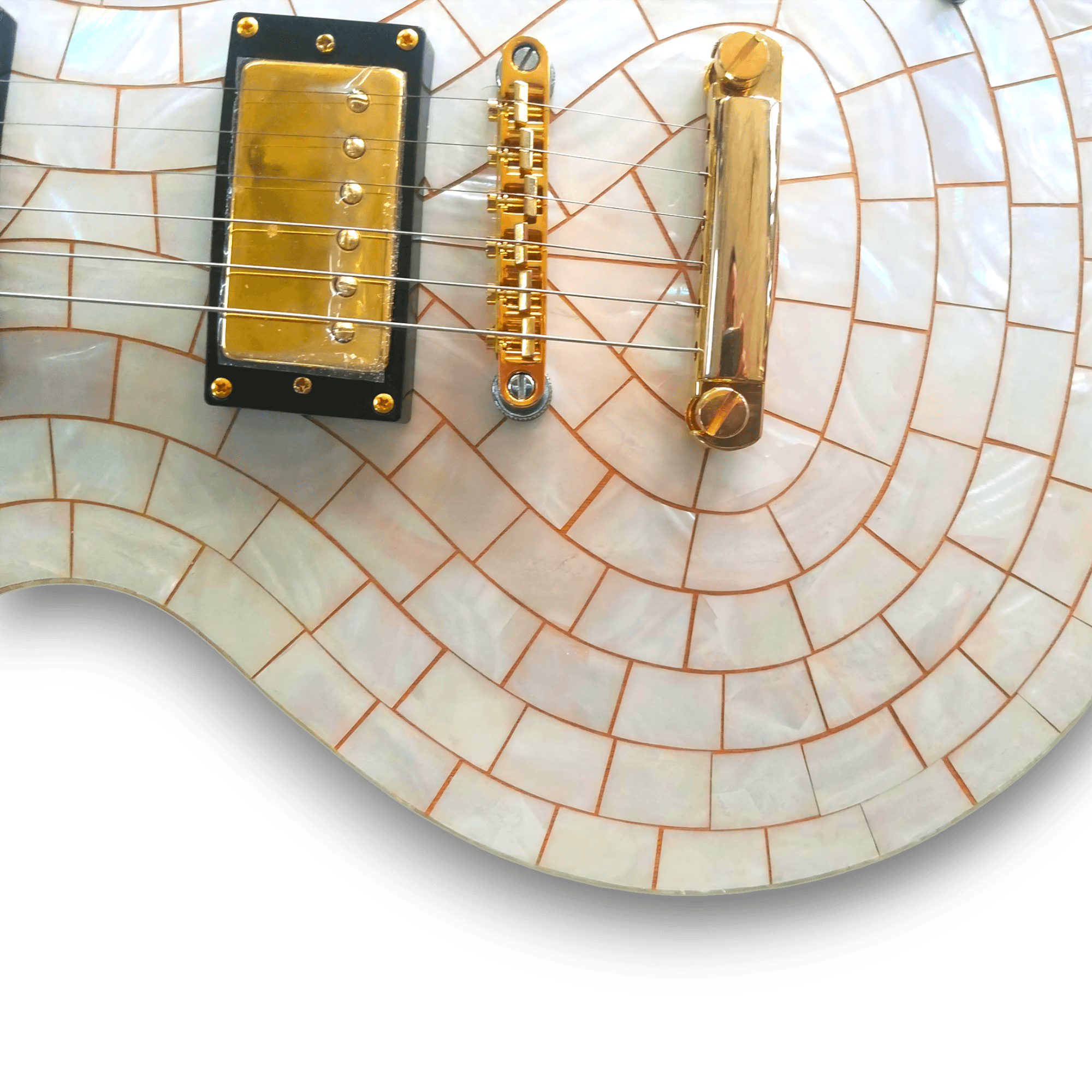 Custom Made Mother of Pearl Front LP Style 6 Strings Electric Guitar - Image 3