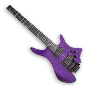 Custom Made Purple Headless Flame Maple Top Jordan Rudess Style Electric Guitar - Image 2