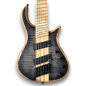 Custom Made Fanned Frets Neck-Through-Body Patriot Style Flame Maple Top 6 Strings Electric Bass
