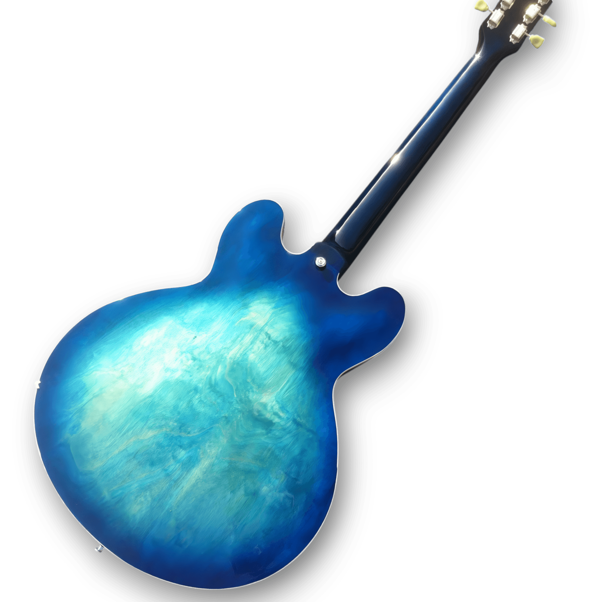Custom Made Trans Blue Burst Quilted Maple Top Semi-Hollow ES355 Style 6 Strings Electric Guitar - Image 3