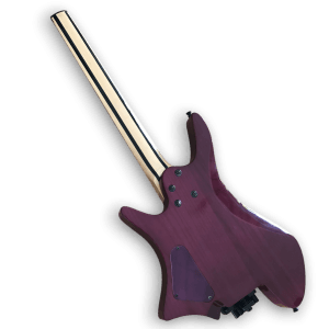 Custom Made Headless Flame Dark Maple Top Purple Style Electric Guitar - Image 3